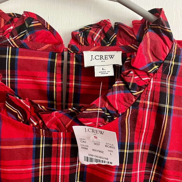 JCREW NWT Tartan Plaid RUFFLE collar blouse top - Picture 4 of 6